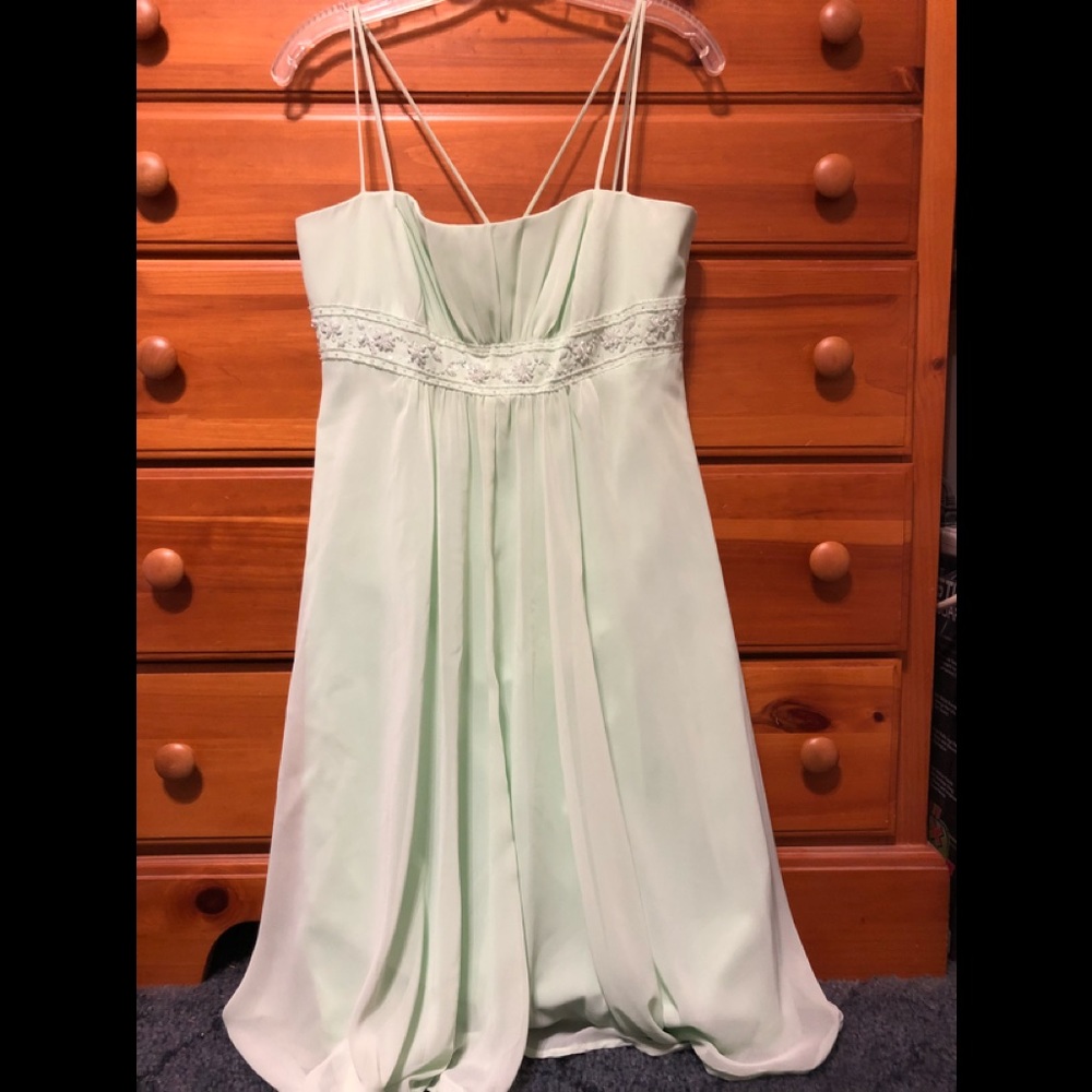 ALTERED David’s Bridal Mint Organza Gown Size 10